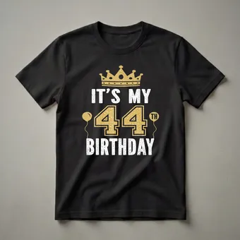 44th Birthday King Crown Graphic T-Shirt for Men and Women