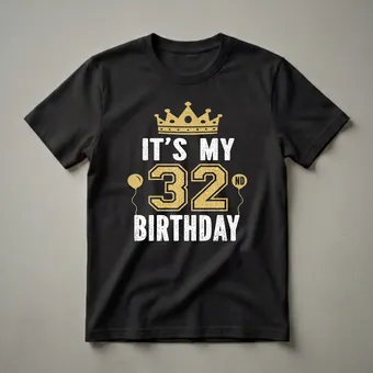 It's My 32nd Birthday Crown Graphic T-Shirt for Men and Women