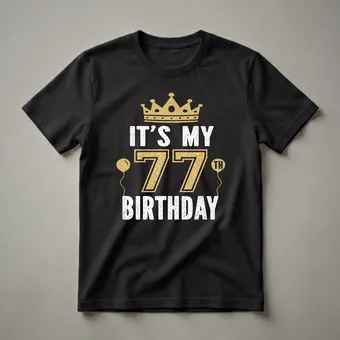 77th Birthday King Crown Graphic T-Shirt for Men and Women