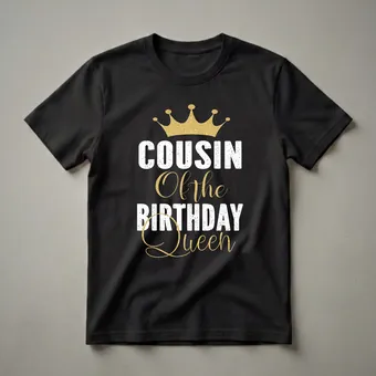 Cousin of the Birthday Queen Graphic T-Shirt for Girls
