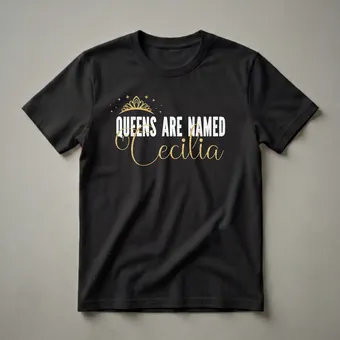 Queens Are Named Cecilia Personalized Name Graphic T-Shirt