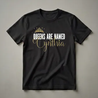 Queens Are Named Cynthia Personalized Name Graphic T-Shirt