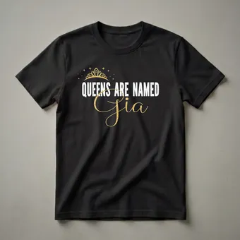 Personalized Gia Queen Crown Graphic T-Shirt for Girls