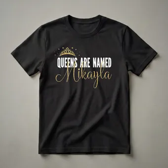Personalized Mikayla Queen Crown Graphic T-Shirt for Girls