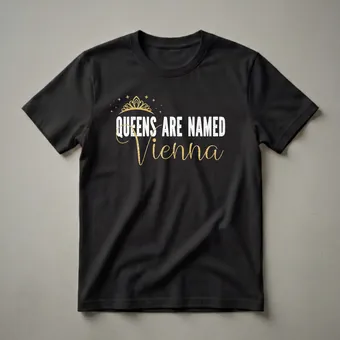 Queens Are Named Vienna Personalized Crown Graphic T-Shirt for Girls