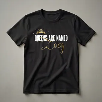 Queens Are Named Zoey Personalized Birthday T-Shirt for Girls