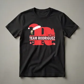 Team Rodriguez Family Christmas Monogram Graphic T-Shirt