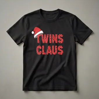 Twins Claus Christmas Matching Family T-Shirt