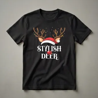 Stylish Deer Family Matching Christmas Reindeer T-Shirt