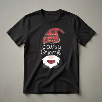 Sassy Gnome Red Buffalo Plaid Christmas Matching Family T-Shirt
