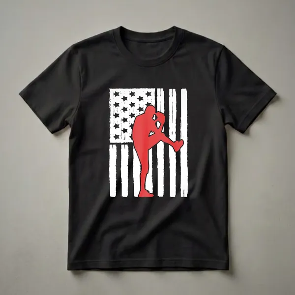 American Flag Baseball Pitcher Graphic T-Shirt for Baseball Fans