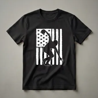 American Flag Bowling Silhouette Graphic T-Shirt for Bowlers