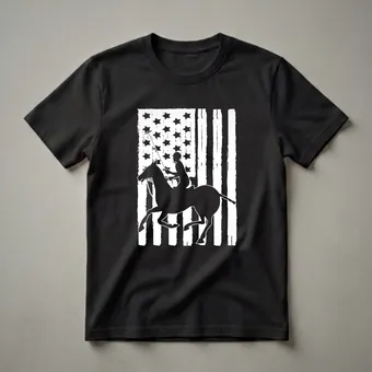 American Flag Polo Rider Horse Graphic T-Shirt for Equestrians