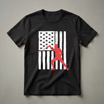 American Flag Fencer Graphic T-Shirt for Patriotic Sports Enthusiasts