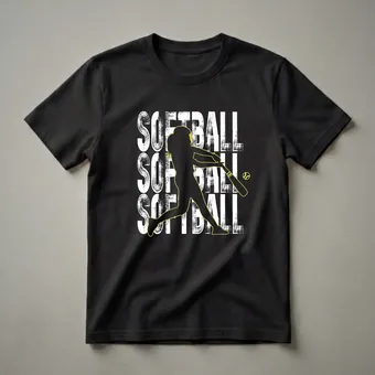 Softball Player Silhouette Graphic T-Shirt for Women