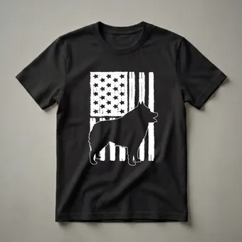 Schipperke American Flag Silhouette T-Shirt for Dog Lovers