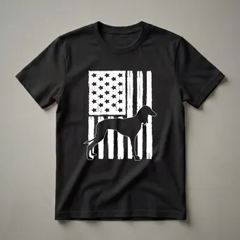 American Flag Saluki Dog Silhouette T-Shirt for Patriotic Dog Lovers