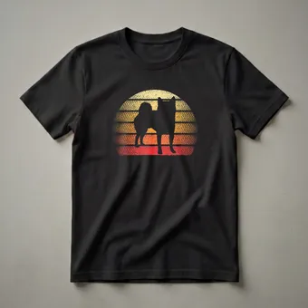 Shiba Inu Silhouette Retro Sunset Graphic T-Shirt for Dog Lovers