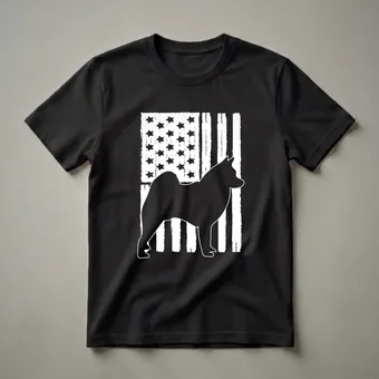 Norwegian Elkhound American Flag Silhouette T-Shirt for Dog Lovers