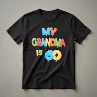 My Grandma is 60 Balloon Graphic T-Shirt for 60th Birthday Celebration