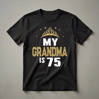 75th Birthday Queen Crown Graphic T-Shirt for Grandma