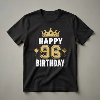 Happy 96th Birthday Crown and Balloons Graphic T-Shirt