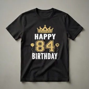 Happy 84th Birthday Crown and Balloons Graphic T-Shirt