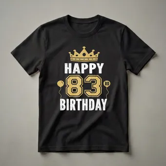 Happy 83rd Birthday Crown and Balloons Graphic T-Shirt