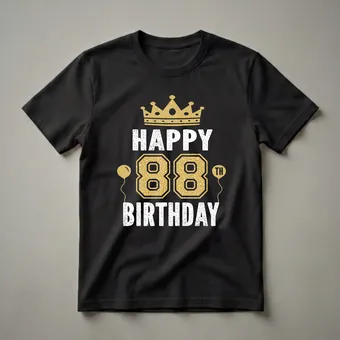 Happy 88th Birthday Crown and Balloons Graphic T-Shirt