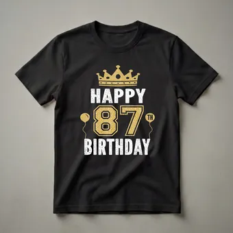 Happy 87th Birthday Crown and Balloons Graphic T-Shirt