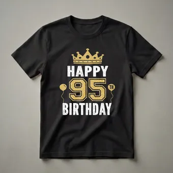 Happy 95th Birthday Crown and Balloons Graphic T-Shirt