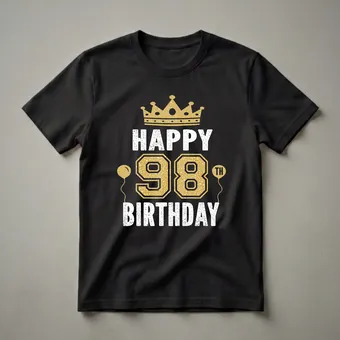 Happy 98th Birthday Crown and Balloons Graphic T-Shirt