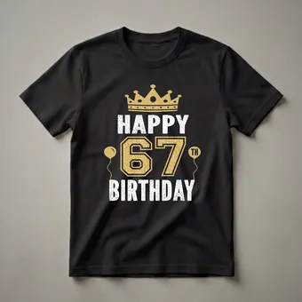 Happy 67th Birthday Crown Graphic T-Shirt for Men and Women