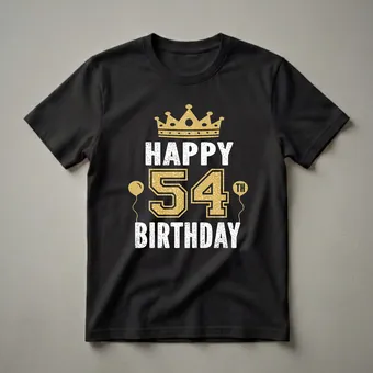 Happy 54th Birthday Crown and Balloons Graphic T-Shirt