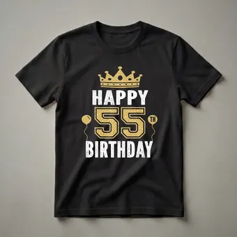 Happy 55th Birthday Crown Graphic T-Shirt for Men and Women