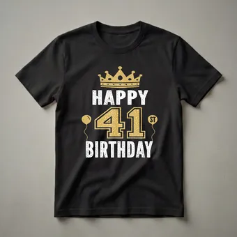 Happy 41st Birthday Crown and Balloons Graphic T-Shirt
