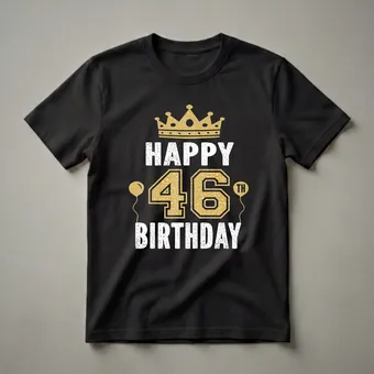 Happy 46th Birthday Crown Graphic T-Shirt for Men and Women
