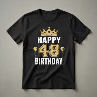 Happy 48th Birthday Crown and Balloons Graphic T-Shirt