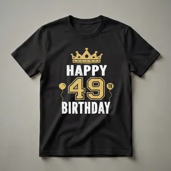 Happy 49th Birthday Crown and Balloons Graphic T-Shirt