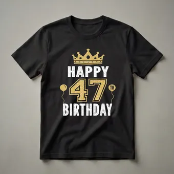 Happy 47th Birthday Crown and Balloons Graphic T-Shirt