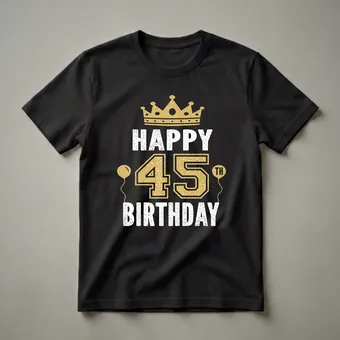 Happy 45th Birthday Crown Graphic T-Shirt for Men and Women
