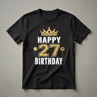 Happy 27th Birthday Crown Graphic T-Shirt for Men and Women