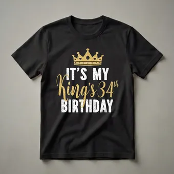 It's My King's 34th Birthday Graphic T-Shirt for Men