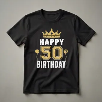 Happy 50th Birthday Crown Graphic T-Shirt for Men and Women