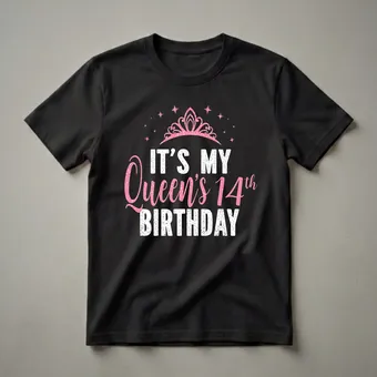 It's My Queen's 14th Birthday Graphic T-Shirt for Girls