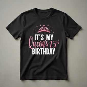 It's My Queen's 15th Birthday Graphic T-Shirt for Girls Turning 15
