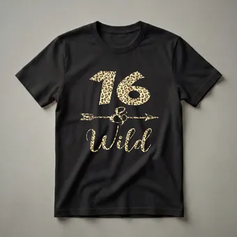 16 and Wild Leopard Print 16th Birthday T-Shirt for Girls