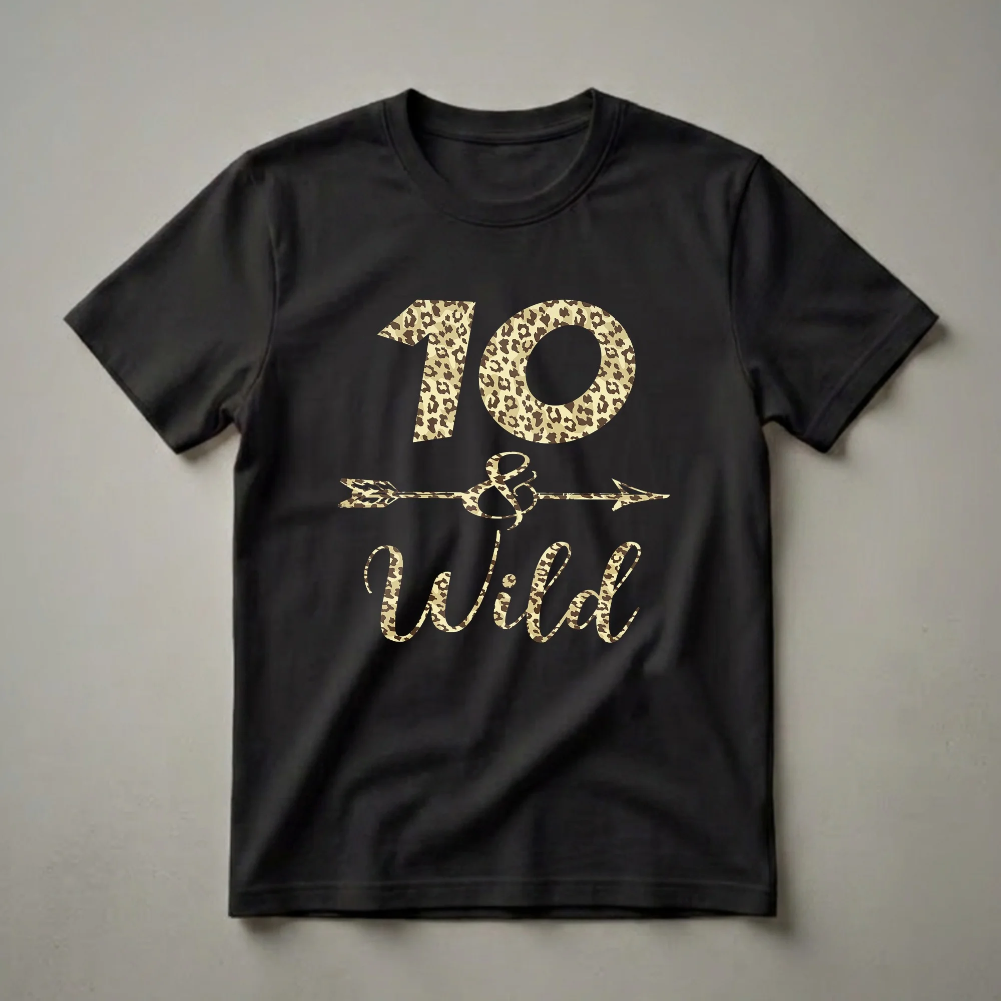 10 and Wild Leopard Print 10th Birthday Girl T-Shirt
