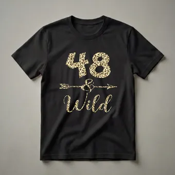 48 and Wild Leopard Print Birthday T-Shirt for Women Turning 48