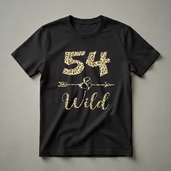 54 and Wild Leopard Print Birthday T-Shirt for Women Turning 54